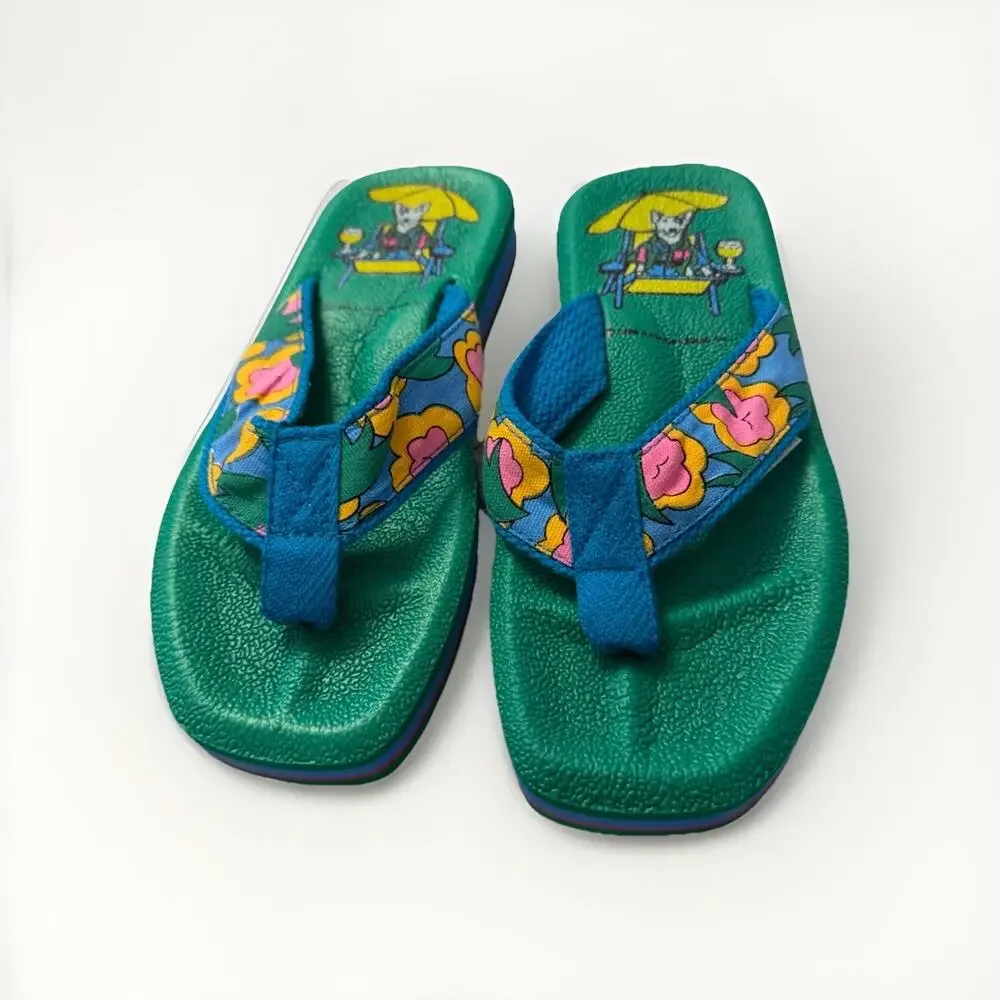 Vintage New SPUDS MACKENZIE Flip Flops Bud Light Original Party Animal Size 7